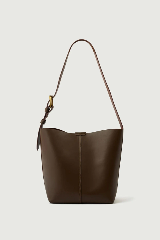 Sac Saudade Mini - Taupe/Cognac - Cuir - Femme