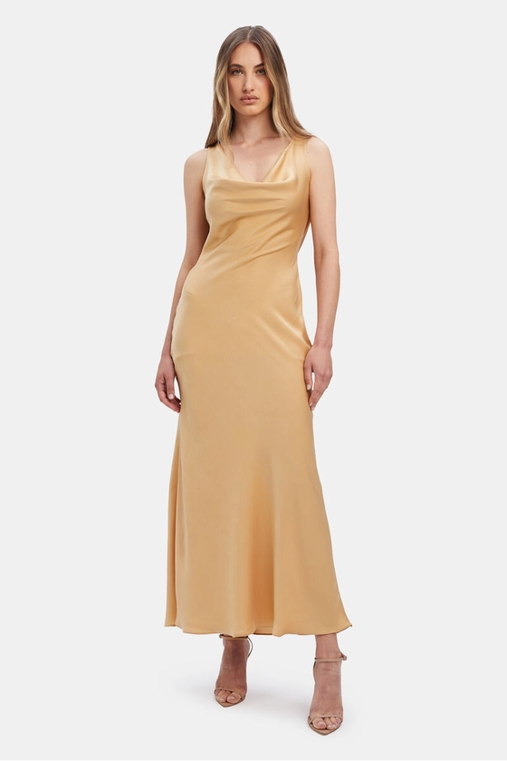 ADONIA COWL DRESS IN SOFT GOLD