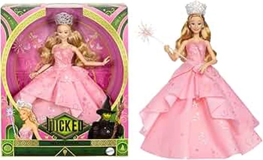 Mattel Wicked Poupée Glinda et accessoires de mode, dont couronne et sceptre, tenue inspirée du film et multiples poses, HXY37