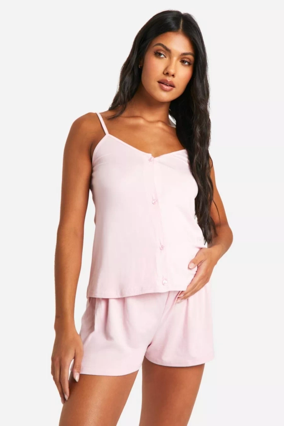 Maternity Button Down Cami And Short Pyjama Set