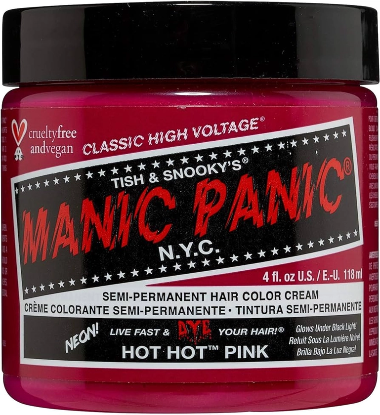 Amazon.co.jp: MANIC PANIC Cream Formula Semi-Permanent Hair Color - Hot Hot Pink 窶GLOWS : Beauty