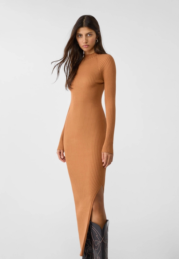 High neck knit dress - Women's Dresses | Stradivarius Italy