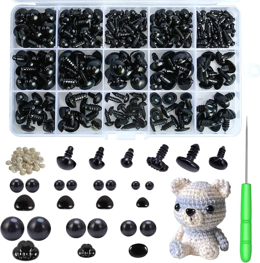 Amazon.com: Safety Eyes and Noses, 462Pcs Black Plastic Stuffed Crochet Eyes with Washers for Crafts