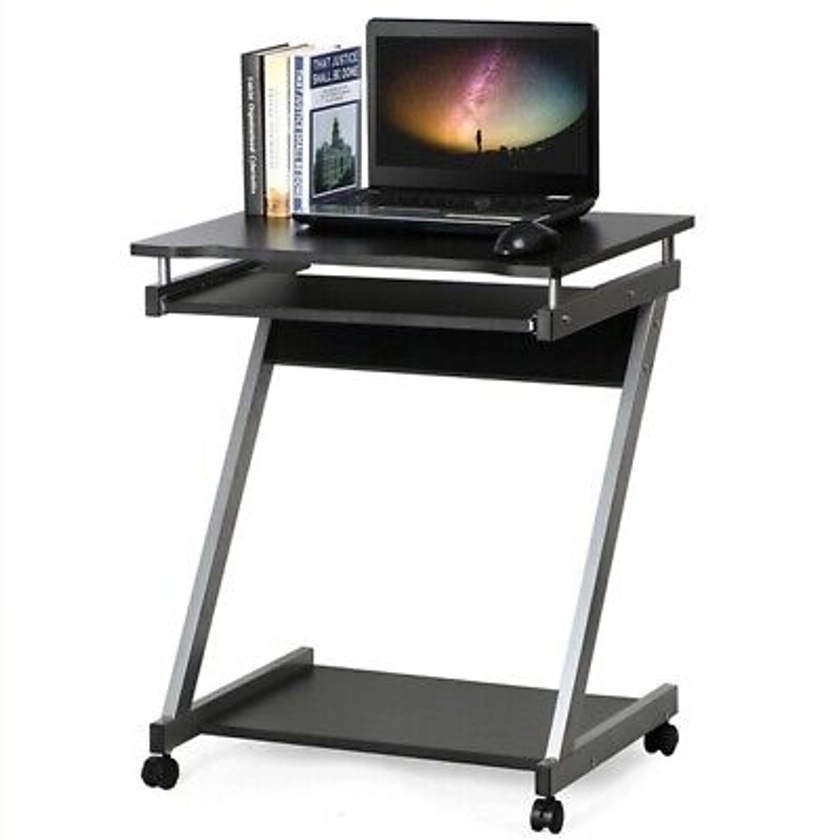 Computer Desk Z-Shaped with Keyboard Shelf Home Office Study PC Table Furniture