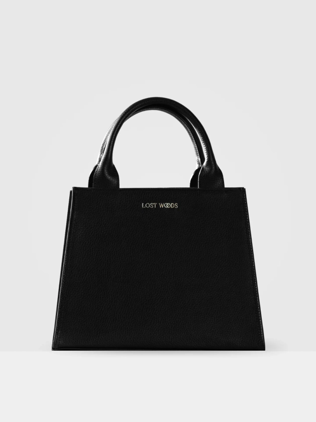 Ebony Structured Tote Bag in Black & Gold