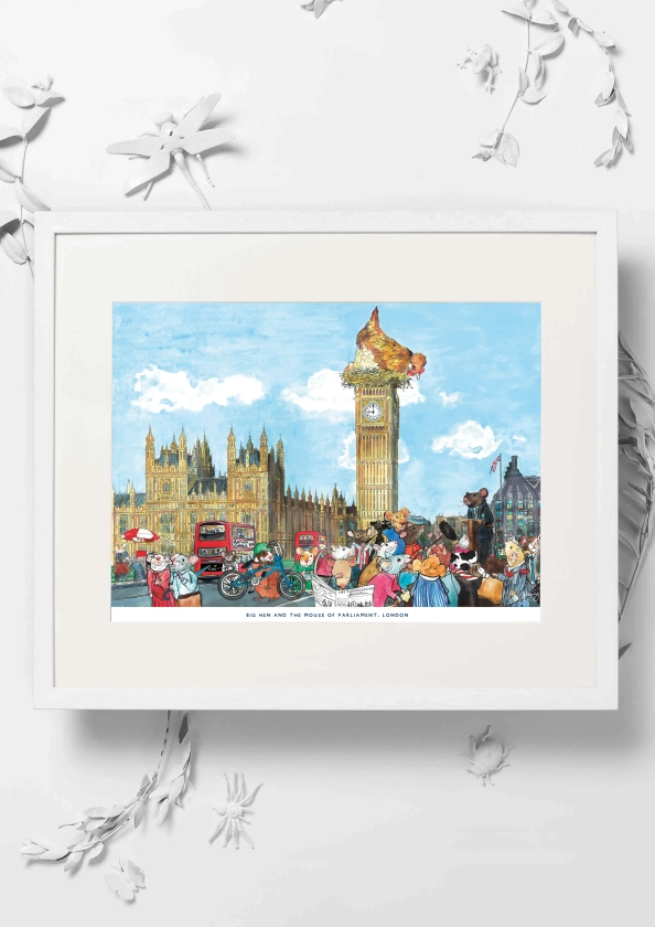 Big Hen and the Mouse of Parliament Nursery Art Print