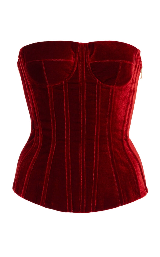 Strapless Velvet Corset Top