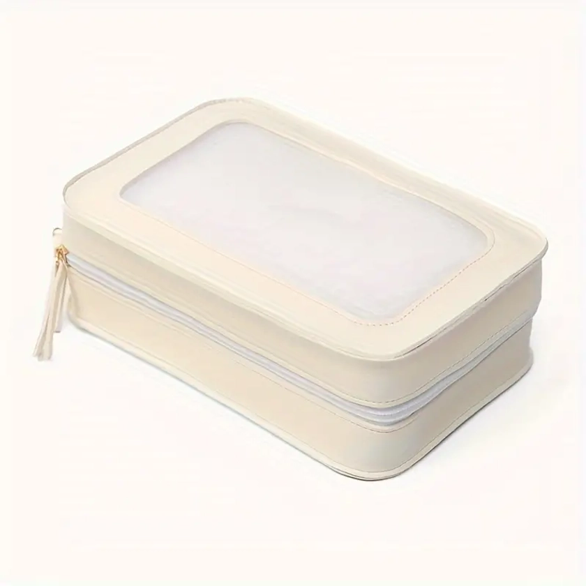 Clear Makeup Organizer Bag, Portable Cosmetic Brush Storage Bag Toiletry Bag With Transparent Window
