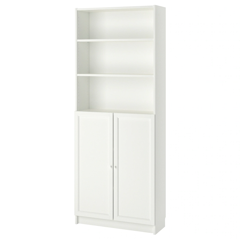 BILLY / OXBERG Bookcase with doors - white 31 1/2x11 3/4x79 1/2 "