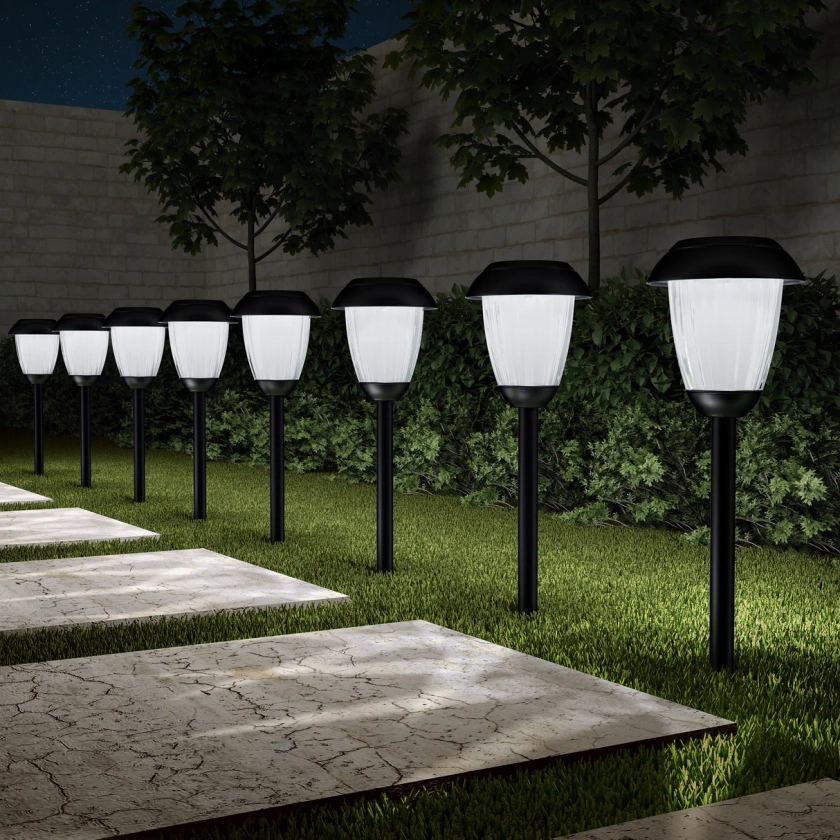 Pure Garden Solar Outdoor Path Lights - Set of 8 Rechargeable Lights -