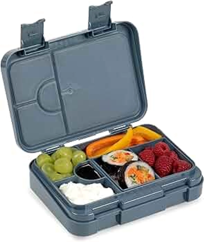 nouka Chill Bento Lunch Box | Easy to Open Latches | Spill Proof Design | 6-Compartment Removable Tray | Deep Ocean