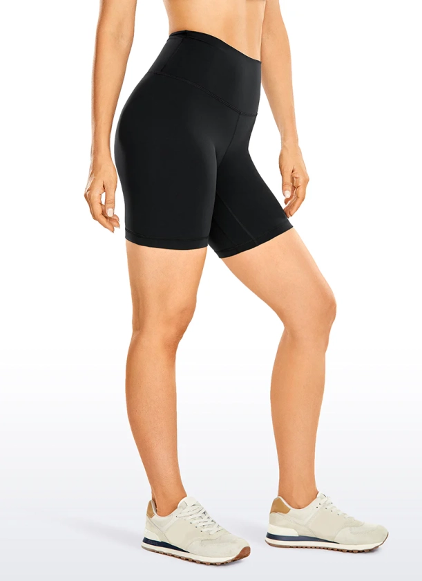 CRZ YOGA Women's Yoga High Rise Biker Brushed Nakedfeel Shorts 6''