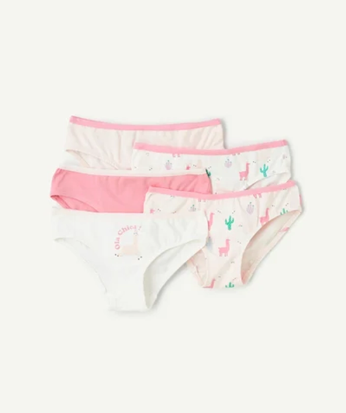 Lot de 5 culottes fille en coton bio rose et blanc thème licornes - pearl | TAO Kids by Tape à l'œil