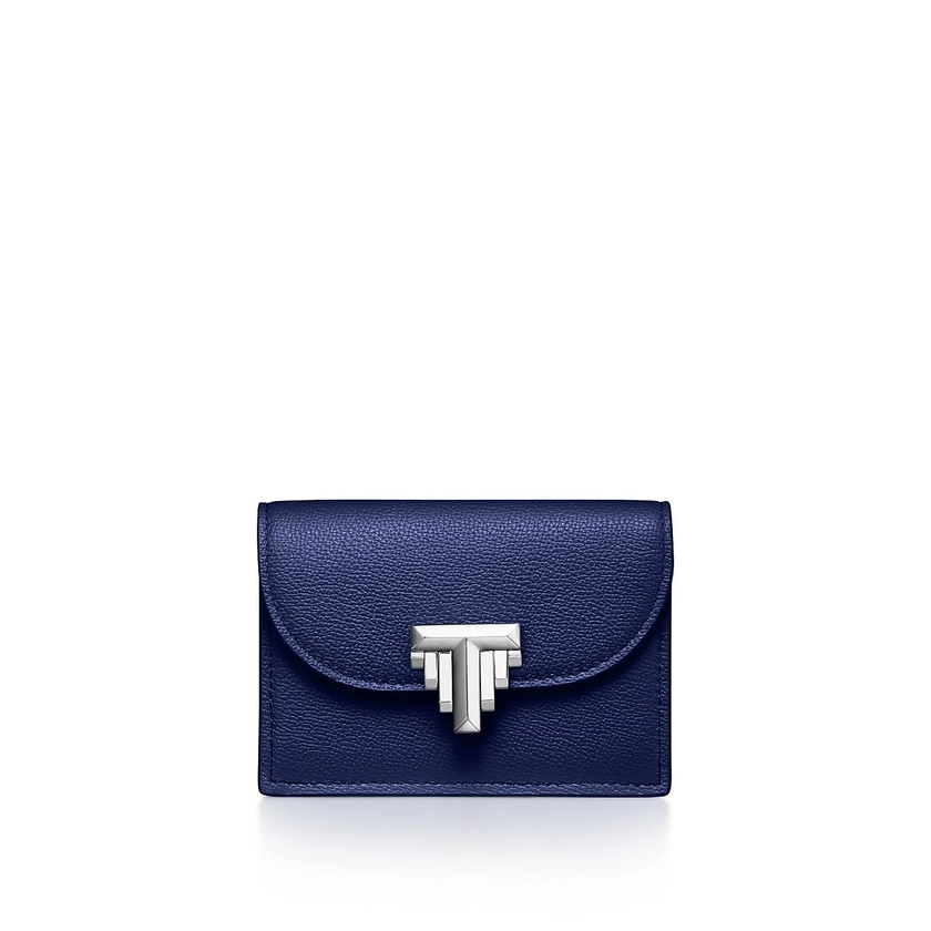 Tiffany T Deco Flap Card Holder in Sapphire Blue Leather | Tiffany & Co. US