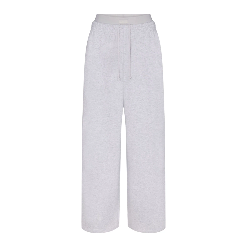 COTTON FLEECE OVERSIZED DOUBLE WAISTBAND PANT | LIGHT HEATHER GREY