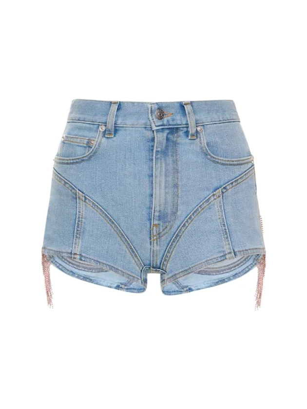 Lvr exclusive fringed denim shorts - MUGLER - Women | Luisaviaroma