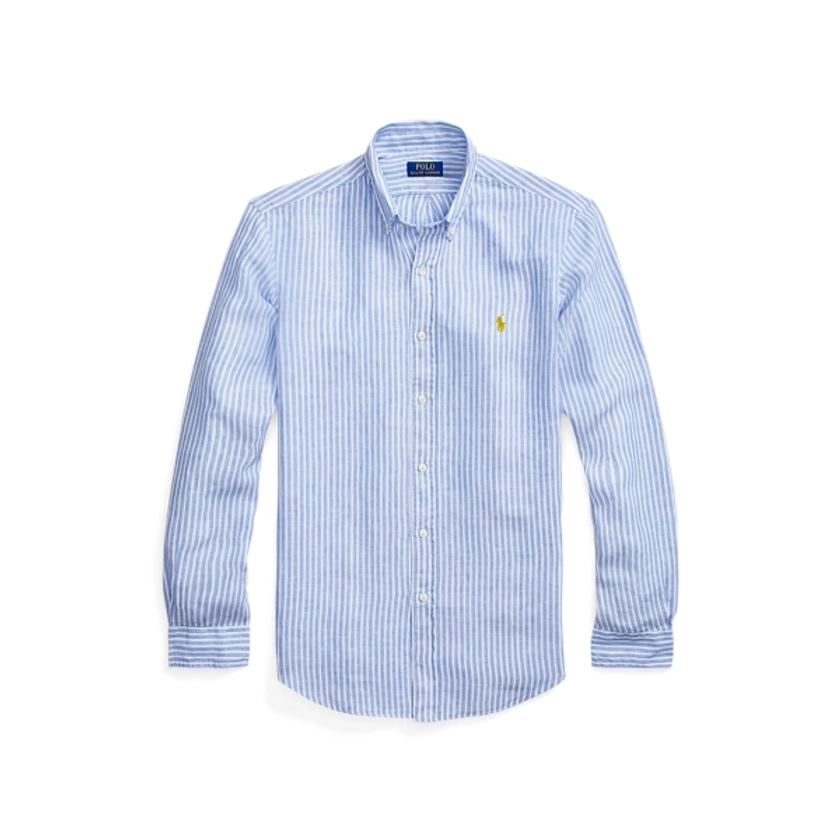 Custom fit gestreept linnen overhemd voor heren | Ralph Lauren® NL