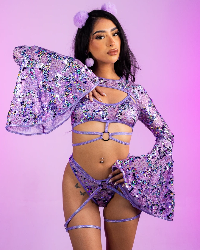 Lavender Sequin Disco Shrug