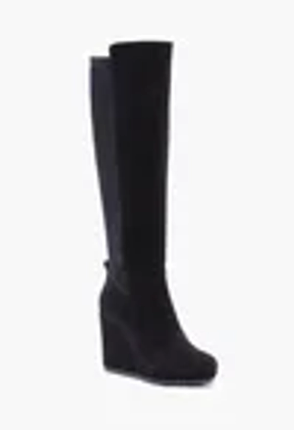 Claire Wedge Boot in Black Caviar - Get great deals at ShoeDazzle