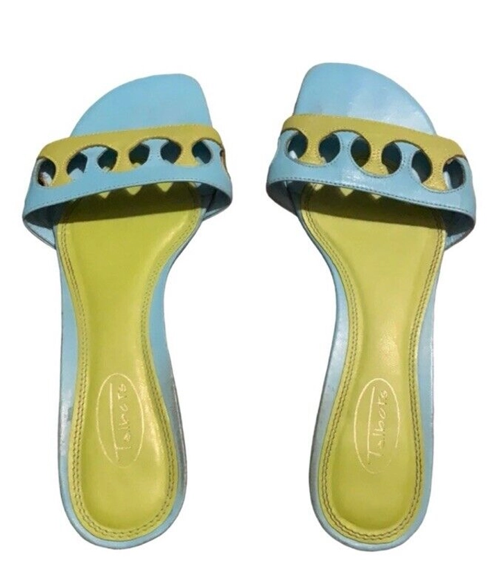 Talbots Vintage Y2K Open Toe Sandals Blue Green Size 10B