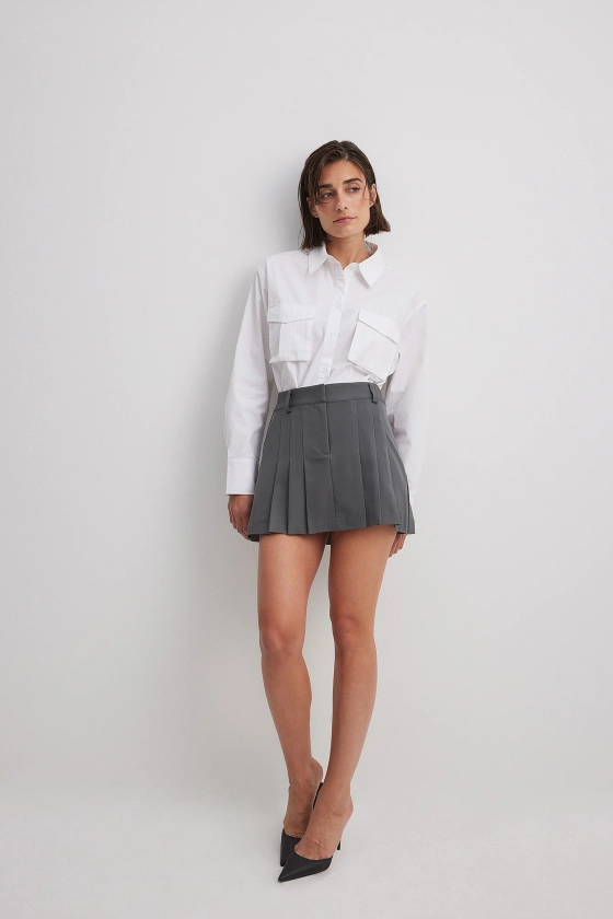 Pleated Mini Skirt Grey