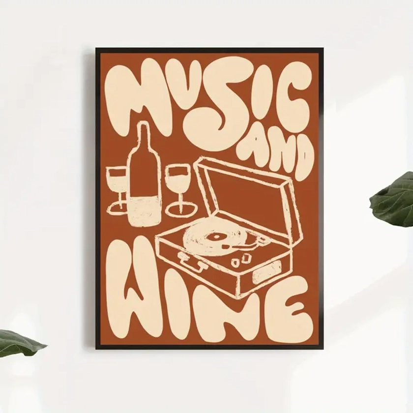 Affiche Toile Musique Vin Inspirée Vintage Décoration Murale - Temu France