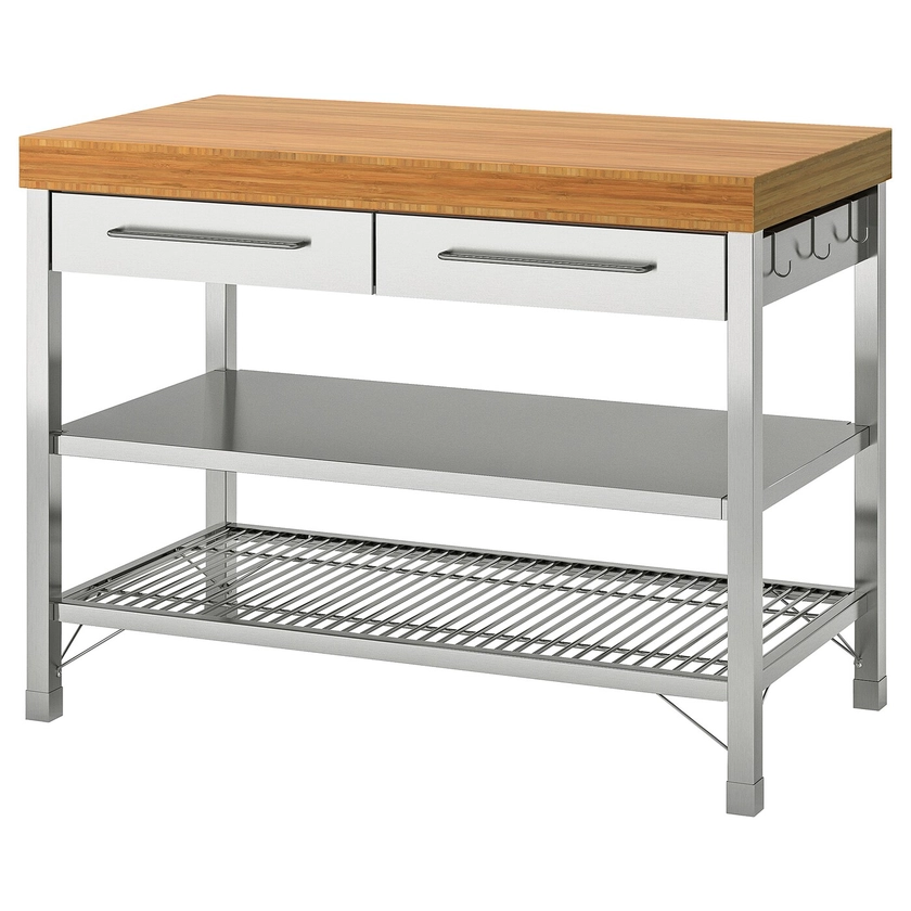 RIMFORSA Work bench - stainless steel/bamboo 120x63.5x92 cm