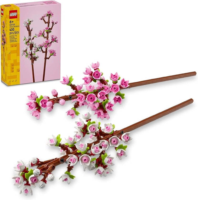 Amazon.com: LEGO Cherry Blossoms Celebration Gift, Buildable Floral Display for Creative Kids, White and Pink Cherry Blossom, Spring Flower Gift for Girls and Boys Aged 8 and Up, 40725 : Toys & Games