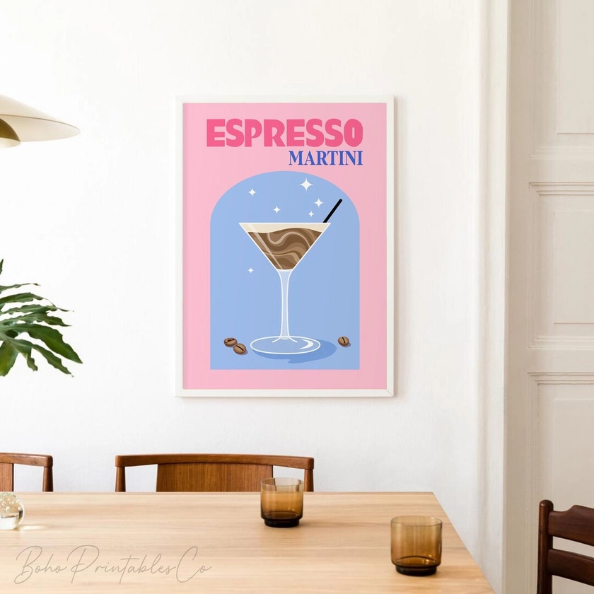 Espresso Martini Print Retro Cocktail Printable Wall Art - Etsy France