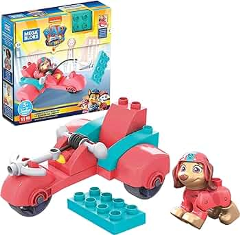 MEGA BLOKS PAW Patrol Liberty's City Scooter toy building set with 10 jr. bricks and 1 poseable Liberty figure, gift set for boys and girls, ages 3+ 