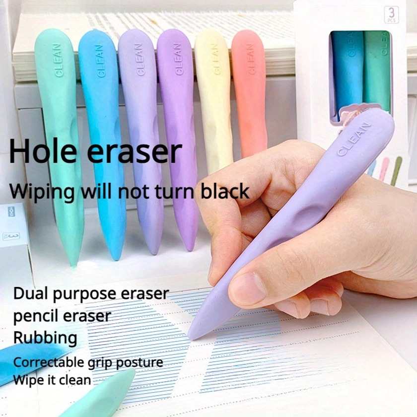 Colored Macaron Eraser Hole Pencil Eraser Less Scrap Clean Traceless Eraser Candy Color Set