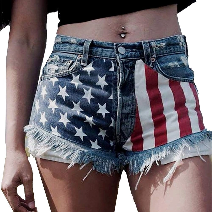 4Th of July Shorts Women American Flag Print Sexy Denim Jean Shorts Hot Pants