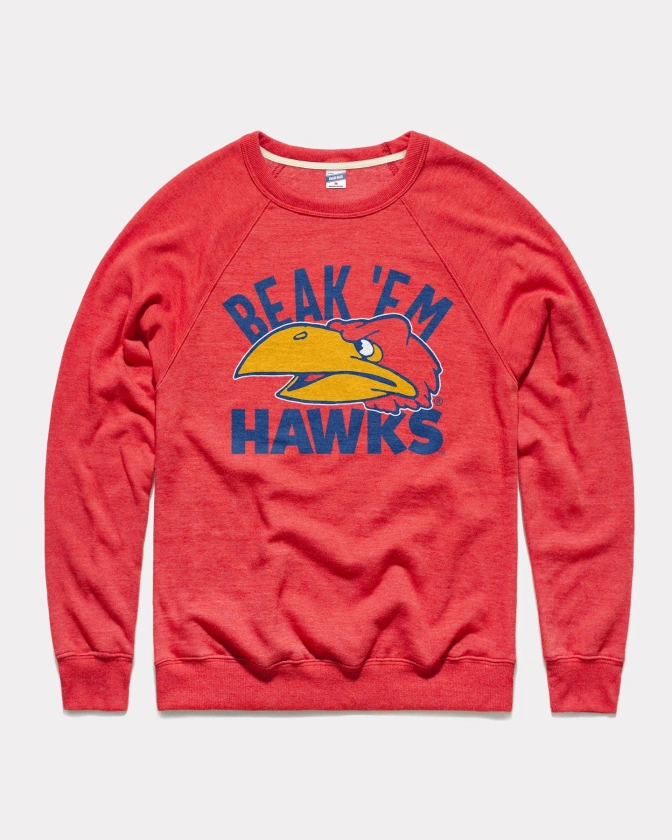 Kansas Jayhawks Beak 'Em Hawks Red Crewneck