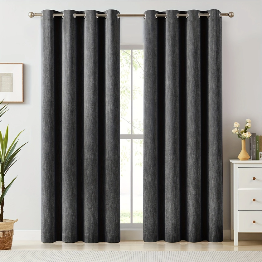 1pc Elegant Cotton Room Darkening Blackout Curtains for Bedroom Thermal Insulated Grommet Drapes Privacy Curtains For Living Room Home Decoration