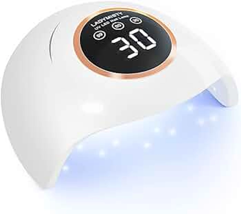 LadyMisty 72W UV LED Nail Lamp Light Dryer for Nails Gel Polish with 18 Beads 3 Timer Setting & LCD Touch Display Screen, Auto Sensor, Professional Nails, White