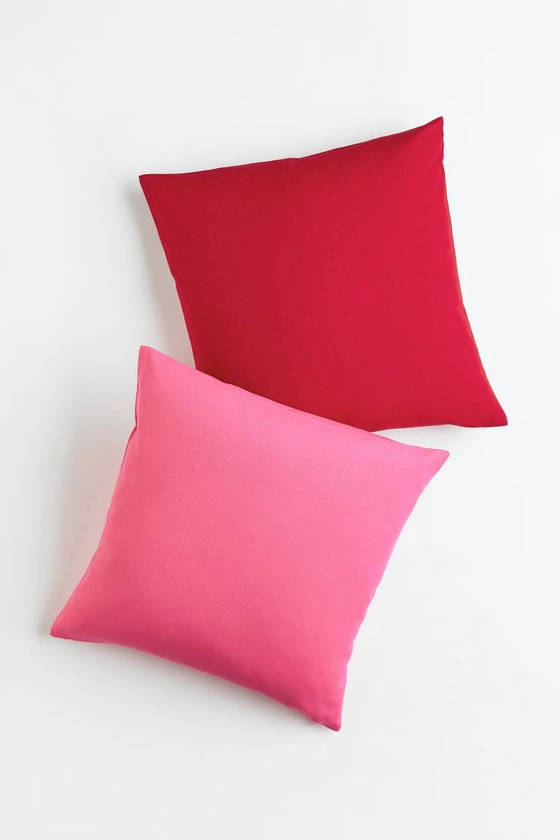 Lot de 2 housses de coussin en toile de coton - Rouge/rose - Home All | H&M FR