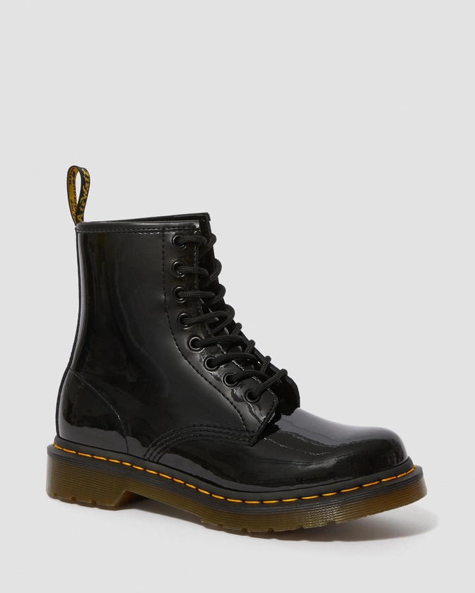 Boots 1460 en cuir verni à lacets en Noir | Dr. Martens