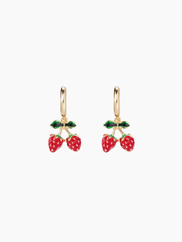 Alloy STRAWBERRY HOOP EARRINGS For Date Picnic Daily Casual