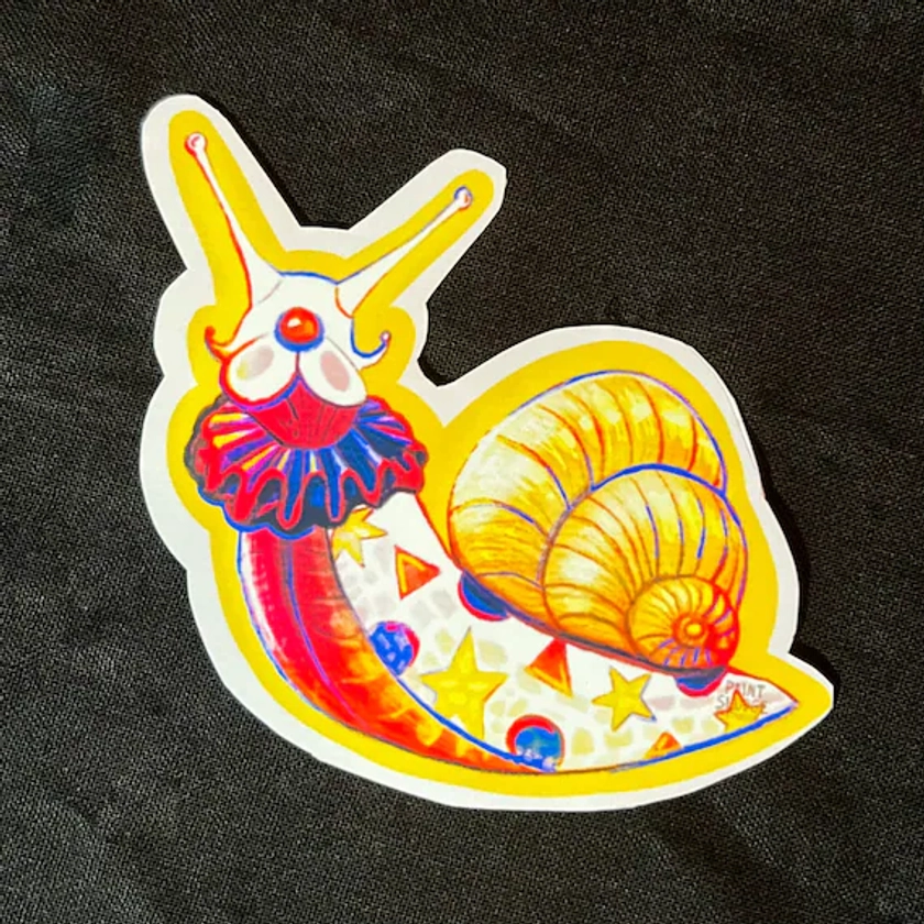Vinyl Matte Clown Snail Sticker Cute Primary Colors