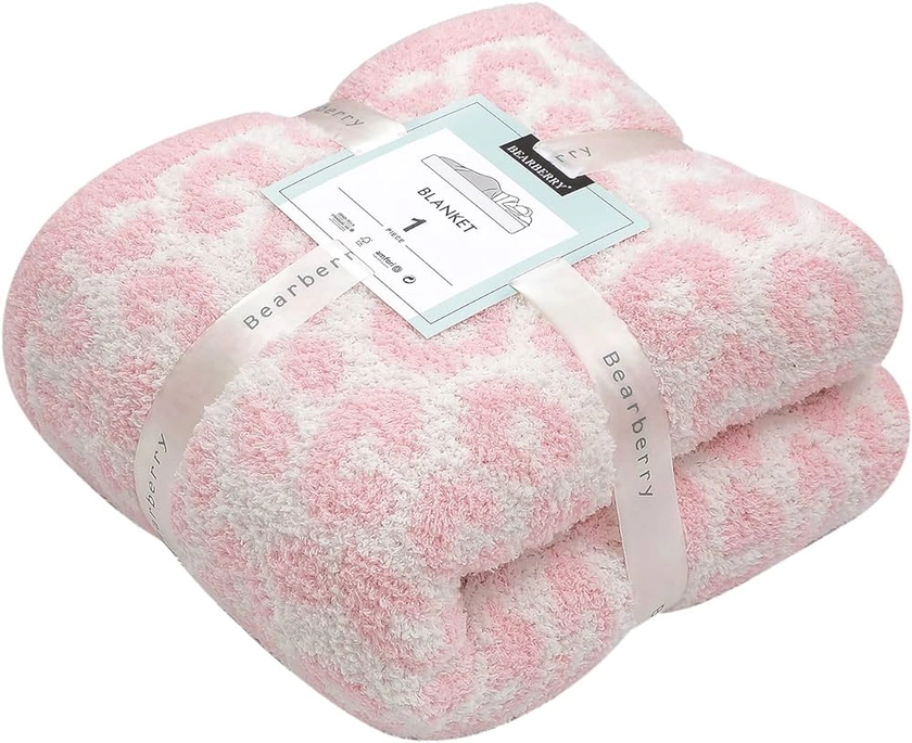 Amazon.com: bearberry Fuzzy Leopard Knitted Throw Blanket Soft Cozy Warm Microfiber Blanket for Couch Sofa Bed Travel (Pink/Cream, 51"x70") : Home & Kitchen