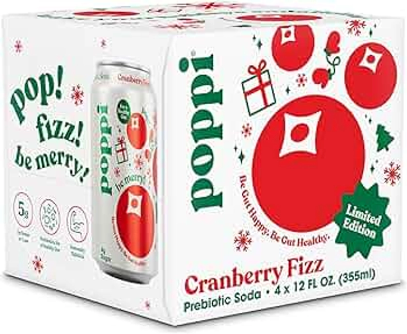 Poppi Cranberry Fizz Prebiotic Soda 4pk Cans, 12 FZ