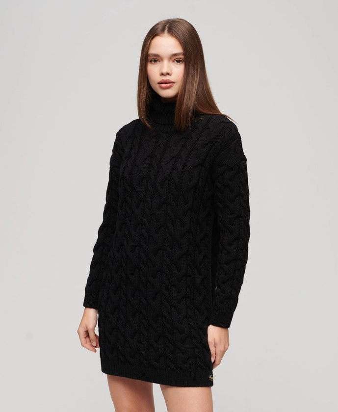 Roll Neck Cable Knit Dress