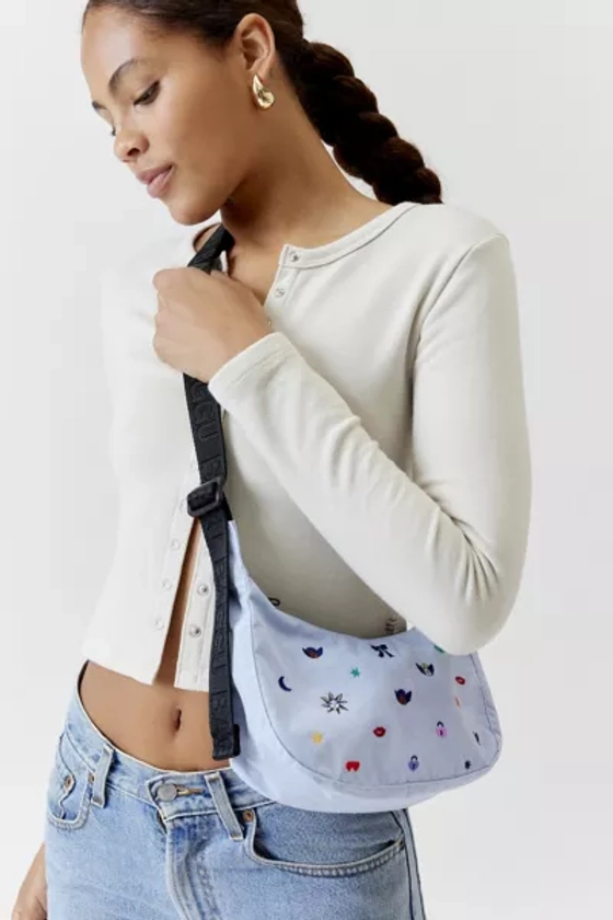 BAGGU UO Exclusive Embroidered Small Nylon Crescent Bag