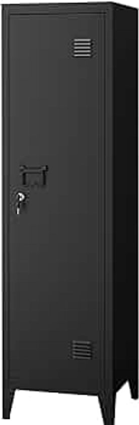 MIOCASA Metal Cabinet Home Office Storage Cabinets with Doors and Shelves Lockable 3 Door File Cabinet Organizer Coat Lockers for Kids (Black)