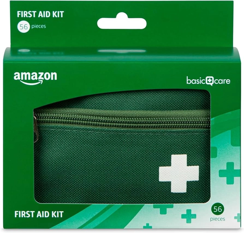 Amazon Basic Care First Aid Kit, 56 Pieces, Green : Amazon.co.uk: Beauty