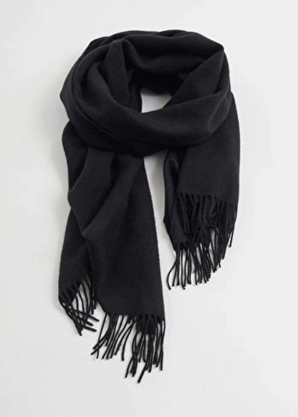 Fringed Wool Blanket Scarf - Black - & Other Stories PT