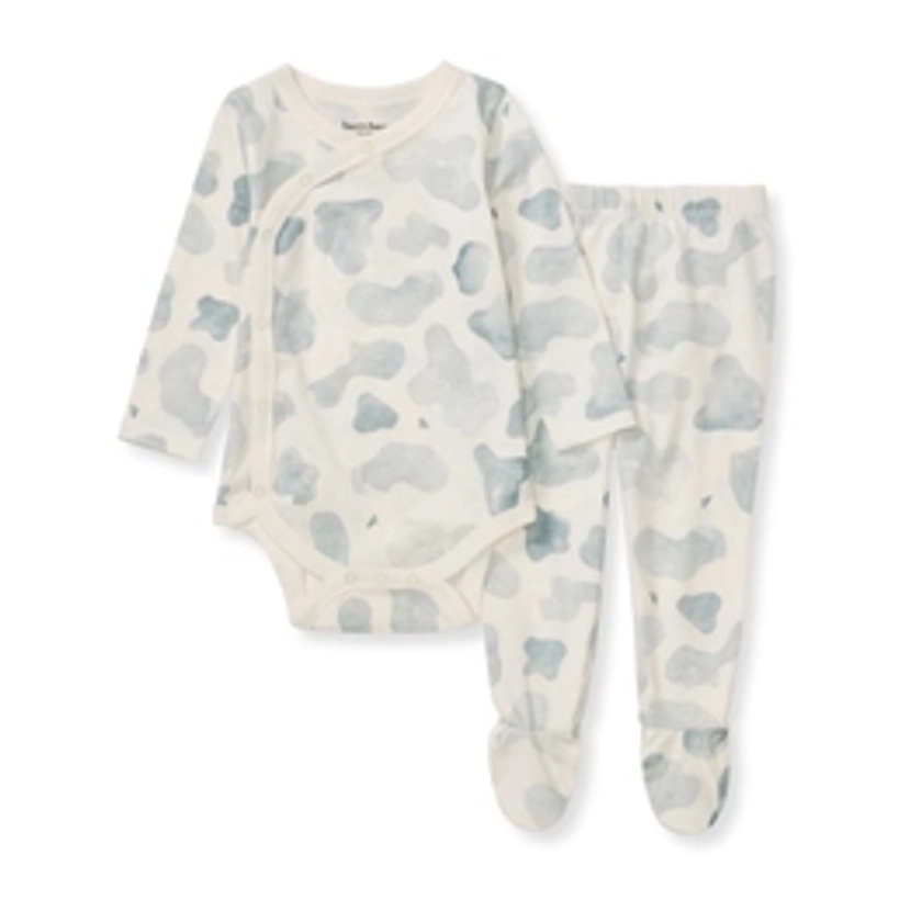 Mooo! Bodysuit & Pant Set - Muted Blue