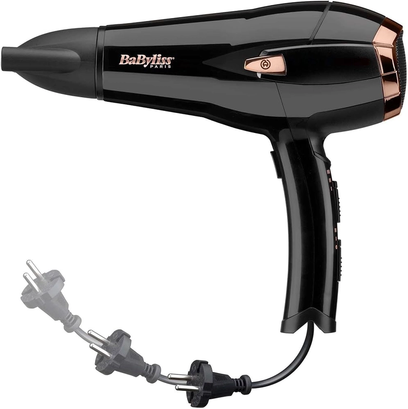 BaByliss Sèche-cheveux Cordkeeper avec Technologie Ionique et Cordon Rétractable D373E, Noir, 2000 W : Amazon.fr: Beauté et Parfum