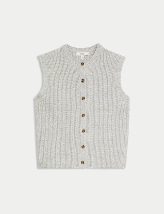 Cloud-yarn Knitted Crew Neck Waistcoat