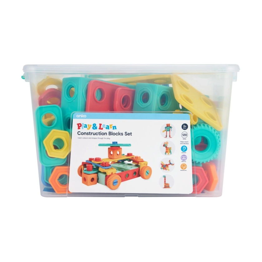 120 Piece Play & Learn Construction Blocks Set